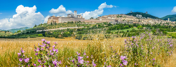 古老的阿西镇Assisi全景图片