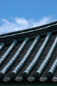 韩国寺庙屋顶的建筑结构细节图片