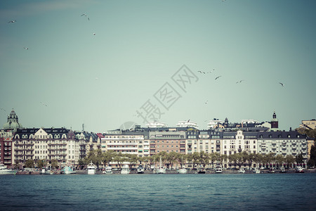 瑞典斯德哥尔摩旧城GamlaStan码头建图片