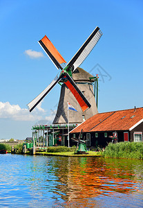 荷兰阿姆斯特丹桑斯风车村的风车图片