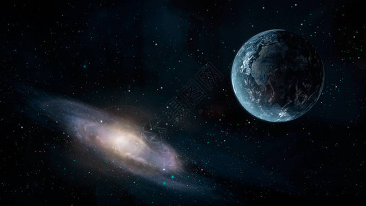 空间场景星系的地球行星由NAS图片