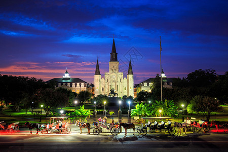美国路易斯安那州新奥尔良圣路易斯大教堂和杰克图片