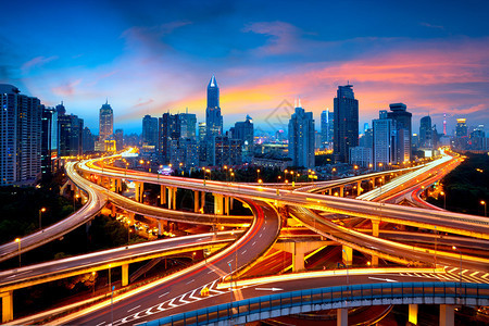 上海高架路口和立交桥夜间上海图片