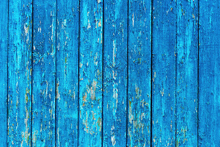 旧木墙有蓝色的涂图片