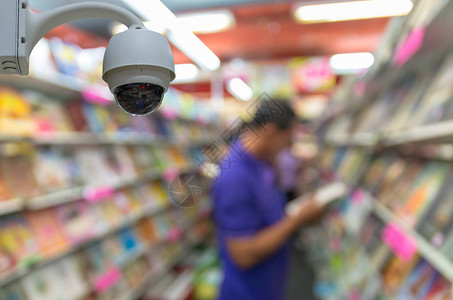 安全摄像机监控人背景书店抽象模糊照片基于安全概图片