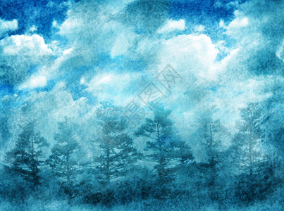 夜林和戏剧天空的抽象背景Grunge图片
