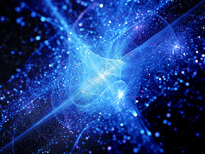 带有粒子的深空蓝色发光爆炸计算机生成的抽图片