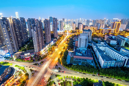 城市夜景鸟瞰图南昌图片