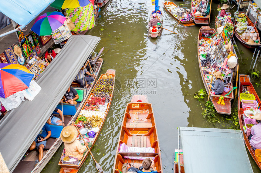 泰国叻丕府丹能沙都区丹能沙都水上市场图片