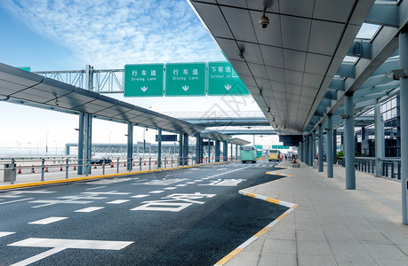 上海浦东国际机场的交通路背景