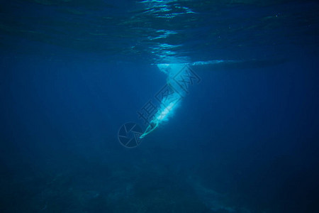 人潜入海洋的局部视图图片