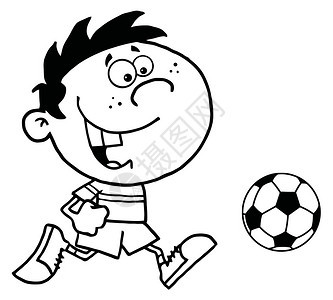 卡通足球选手球后玩家男孩的图片