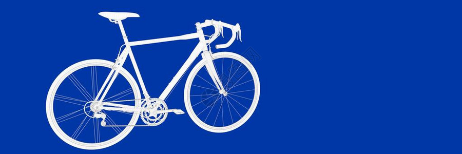 蓝色背景蓝图上自行车的3D渲染图片