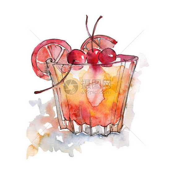 长岛酒吧派对鸡尾酒饮料夜总会孤立图标素描背景质地包装图案框架或边框的水彩画鸡图片
