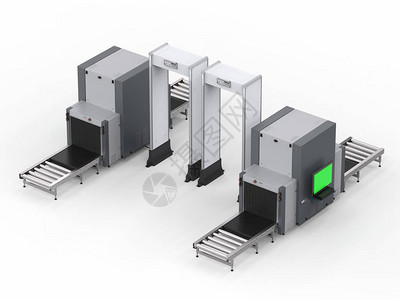 3d个配有安全门和扫描仪的机场图片