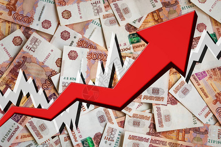 不断增长的俄罗斯卢布货币背景箭头俄罗斯图片