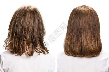 治疗前后的头发护发概念背景图片