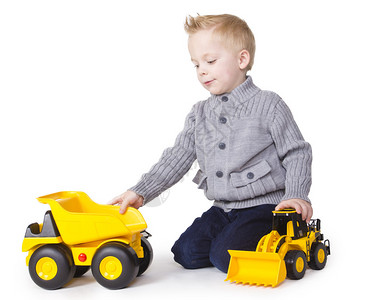 可爱的男孩玩具卡车背景图片