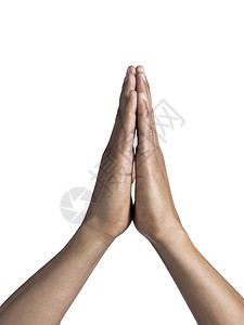 孤立的画面一个男人祈祷的手背景图片