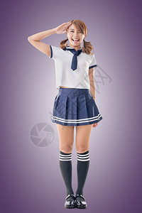 穿水手西装的日式学校女图片