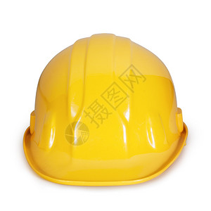 白色背景上的黄色安全头盔背景图片