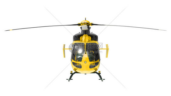 白色背景上孤立的黄色直升机图片