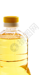 塑料瓶中的植物油隔离在白图片