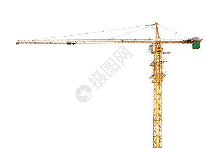 建筑起重机隔离白色背景用于建筑业务背景图片