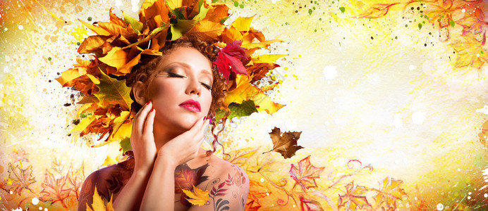 秋季时尚艺术发型自背景图片