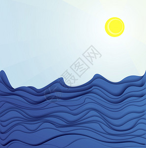 太阳和海浪插图图片