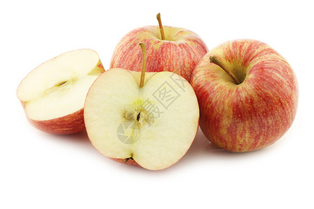 新鲜甜小苹果和白色背景背景图片