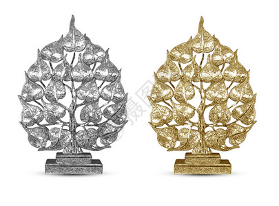 佛教雕塑银金树背景图片