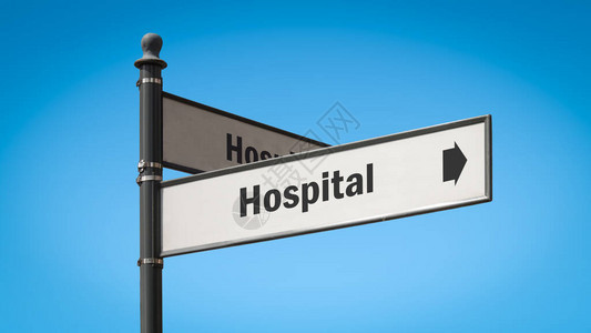 路牌指示去医院的方向背景图片