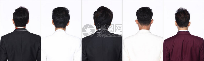 亚洲人的后侧视图呈现了穿西装的男士黑色短发型图片