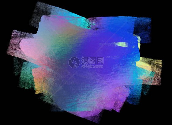 在黑色背景上隔离的抽象全息滚子行程手绘彩框架Grunge油漆滚筒现代质感的形状干燥的边界标志专属卡图片
