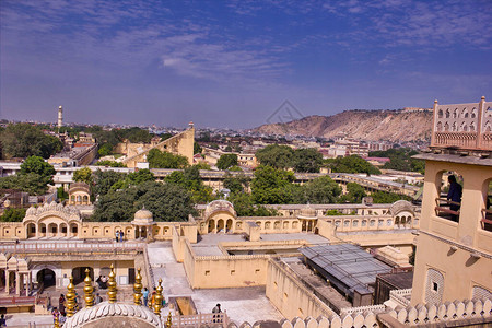 印度斋浦尔市拉贾斯坦Rajasthan皇宫的宽角图片