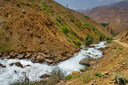 塔吉克斯坦霍罗格市附近帕米尔道沿线Panj边界河右图片