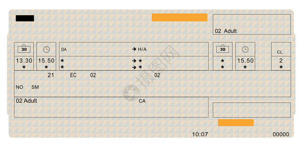 白色背景上的火车票背景图片