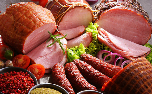 与各种肉类产品的组合背景图片