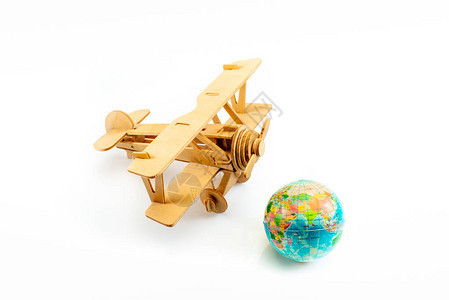 模型飞机和世界环球旅行概念孤图片