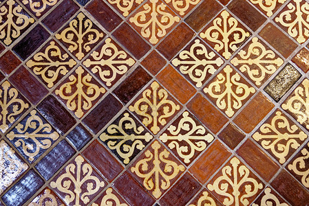 英国格兰汉普郡温切斯特大教堂内中世纪被漆成石地板砖的中世纪年版图片