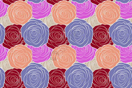 美丽的无缝图案在抽象的小玫瑰花中五颜六色的小花小可爱简单的春天图片
