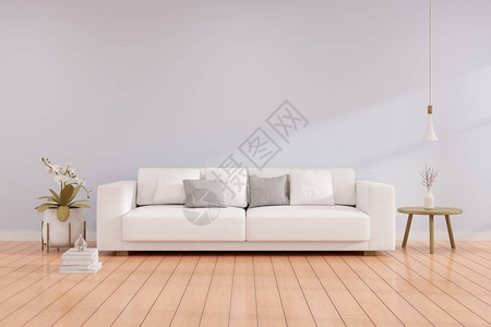 现代室内设计配有沙发和边桌3D渲染图片