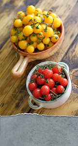 红色和黄色的樱桃番茄图片