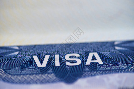 护照上美国签证的微距拍摄图片