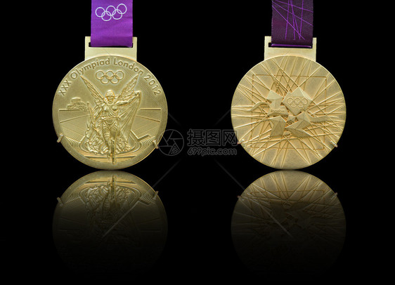 由伦敦主办的2012年奥运会金奖章的前图片