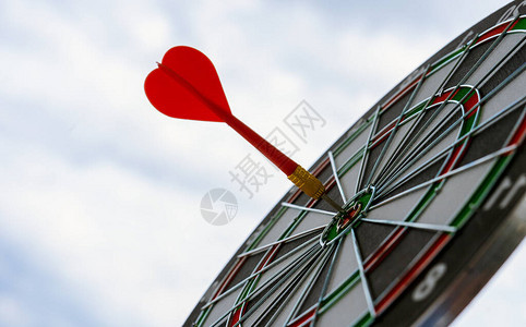 红飞镖箭射中达虎板营销竞争概念的目标中心图片