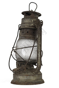 孤立在白色背景上的老式煤油灯笼图片