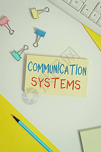 显示通信系统的概念手写概念意义信息流使用机器传输信号平铺与pc键盘和文本消图片
