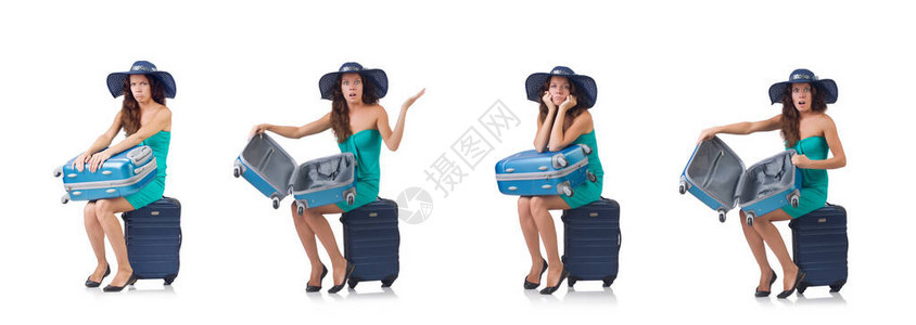 带着行李的女人在图片